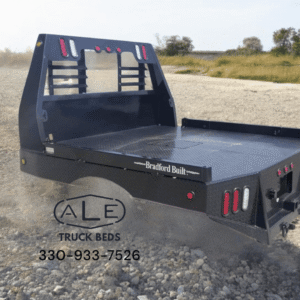 Bradford built truck bed, steel, 84 by 84 inches.