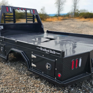 Bradford built service body, steel, 96 by 114 inches.
